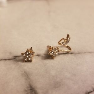Gold Stars and Moon Stud Earrings